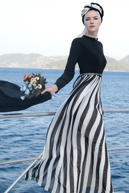 Selma Sarı Design Siyah Amore Şifon Elbise