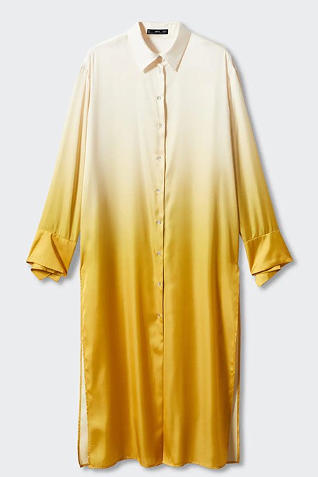 Mango Sarı Degrade Saten Gömlek Elbise Tunik