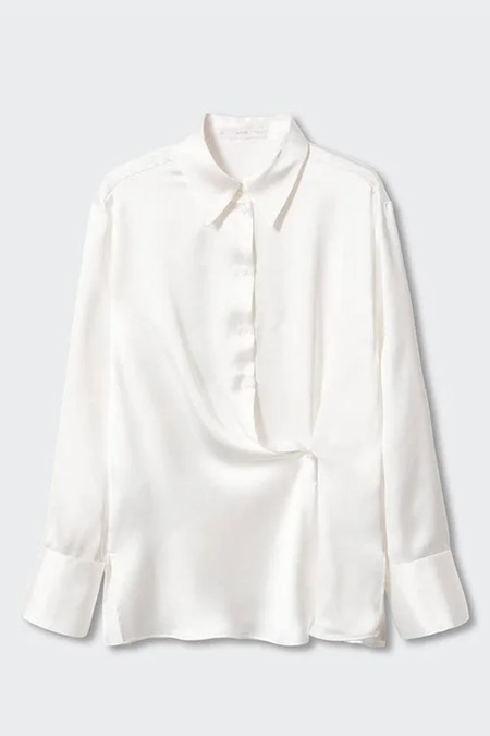 Mango Kırık Beyaz Drape Detaylı Gömlek