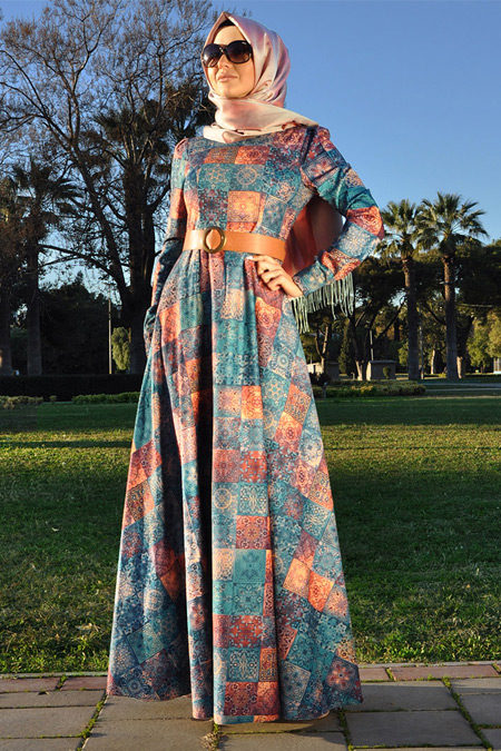 Dilek Köroğlu Mavi Morocco Elbise