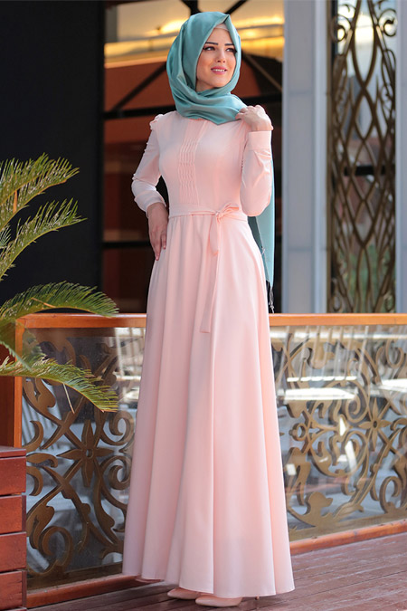 Nurkombin Pudra Petek İşlemeli Elbise