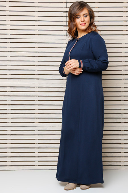 Alia Lacivert Düğme Detaylı Elbise