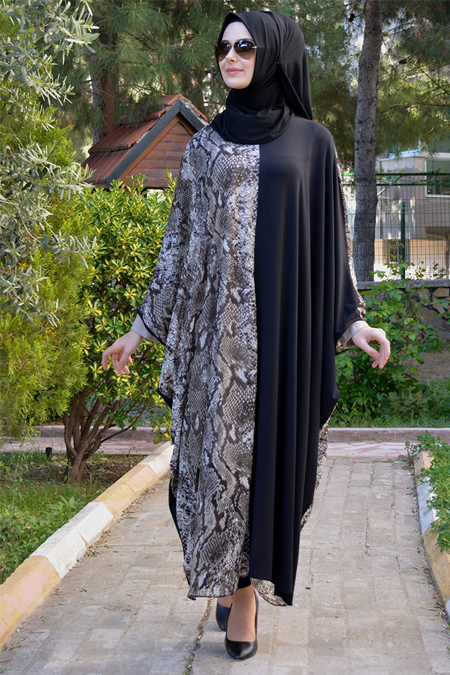 Henna Elısa Siyah Ferace Elbise
