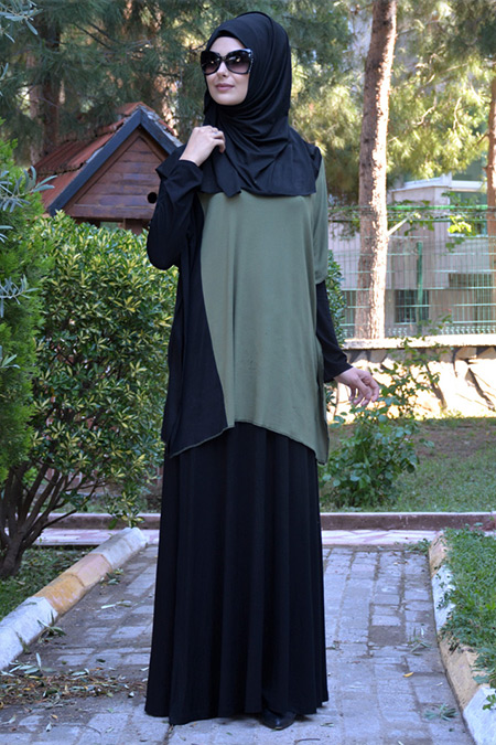 Henna Elısa Haki Siyah Elbise & Tunik İkili Takım