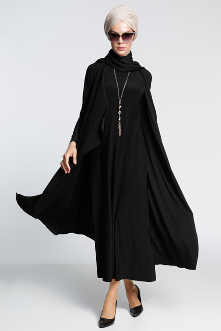 İnşirah Siyah İkili Elbiseli Takım