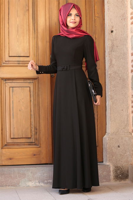 An Nahar Siyah Fiyonk Elbise