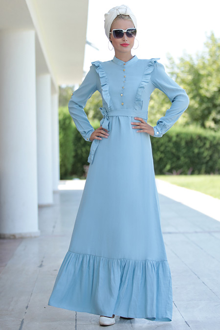 Selma Sarı Design Bebe Mavi Fırfırlı Elbise