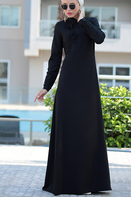 Selma Sarı Design Siyah Canel Dantel Elbise