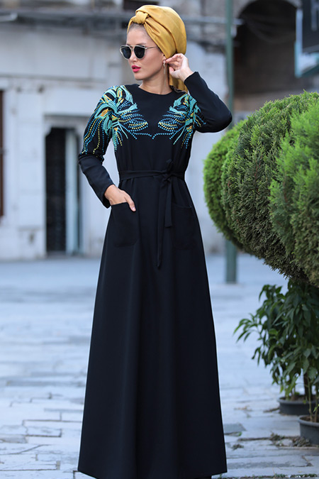 Selma Sarı Design Siyah Amore Elbise
