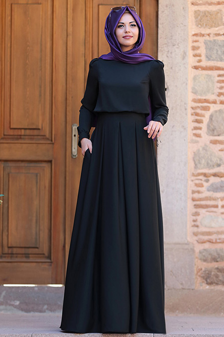An Nahar Siyah Gülce Elbise