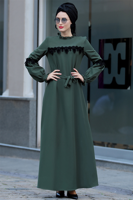 Selma Sarı Design Haki Lady Elbise