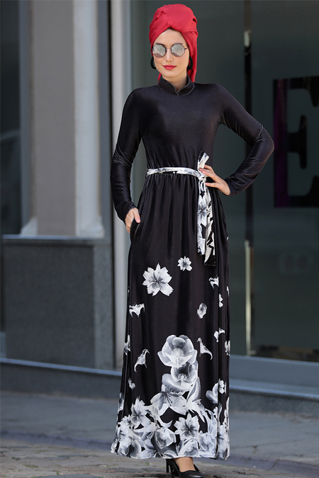Selma Sarı Design Siyah Elisa Kadife Elbise