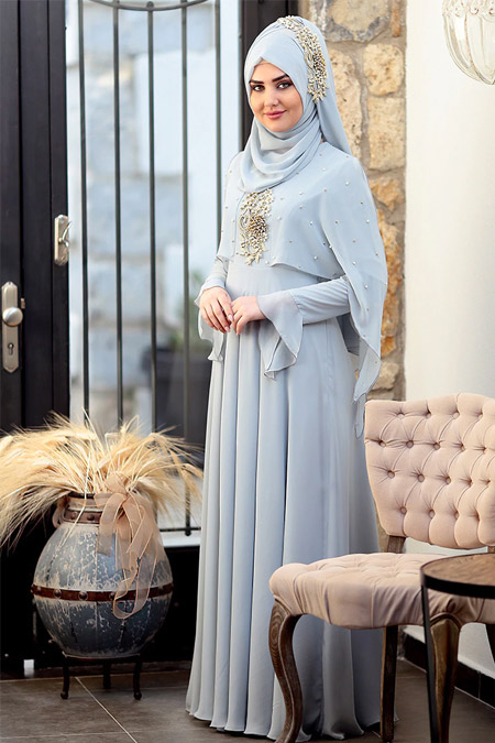 SomFashion Mavi Nur Abiye Elbise