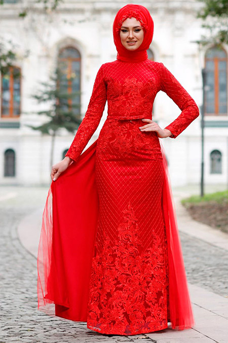 Eldia By Fatıma Kırmızı Layen Abiye Elbise