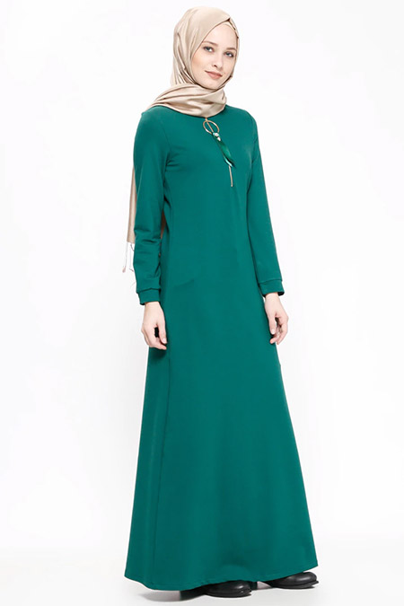 Ginezza Yeşil Fermuar Detaylı Elbise