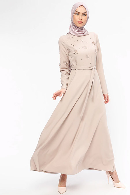 Jamila Bej İnci Süslemeli Elbise