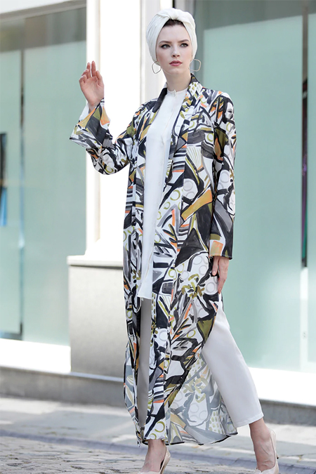 Selma Sarı Design Haki Kimono Ceket