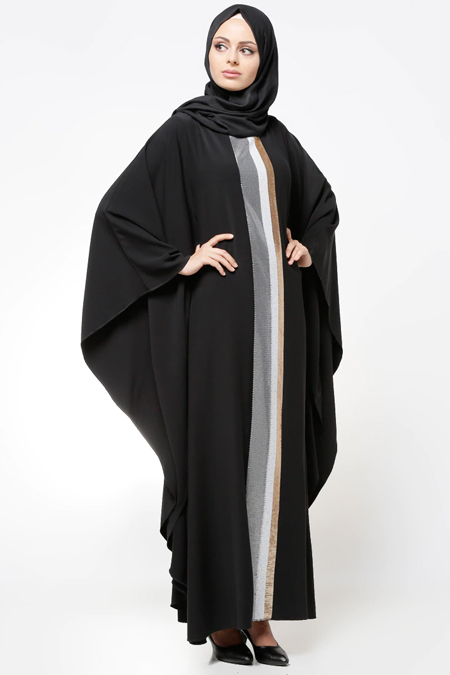 Filizzade Siyah-Gri Pul Payet İşlemeli Elbise