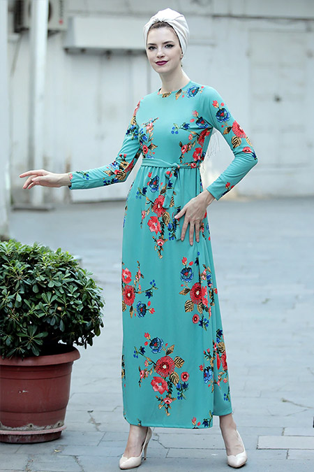 Selma Sarı Design Mint Gonca Elbise