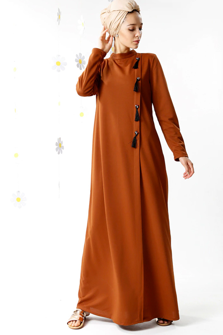 MisCats Camel Püskül Detaylı Elbise