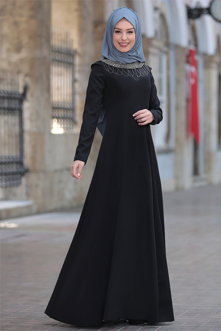 Rana Zenn Siyah Kumsal Elbise