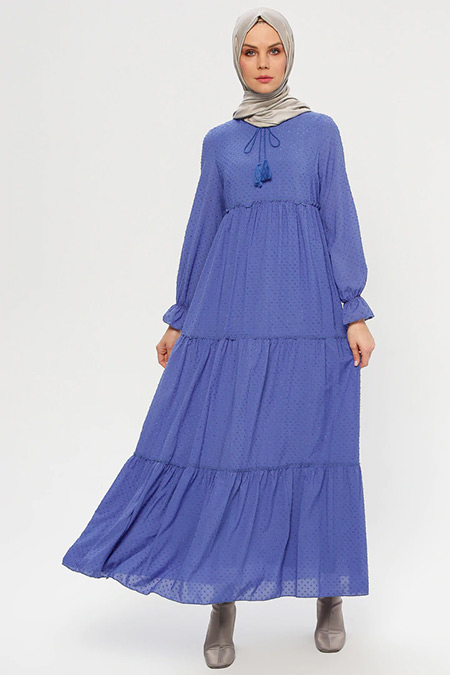 ELİT LİFE Mavi Yakası Bağcıklı Elbise