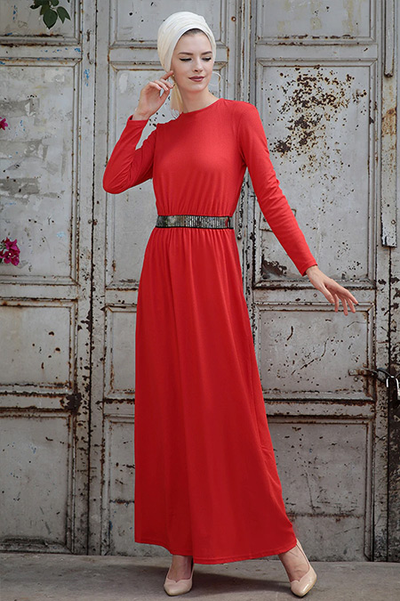 Selma Sarı Design Kırmızı Gamze Elbise