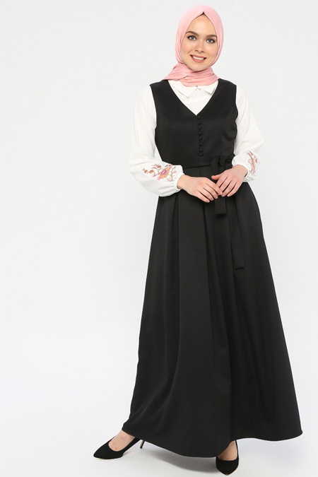 ELİT LİFE Siyah Pileli Elbise & Tunik İkili Takım