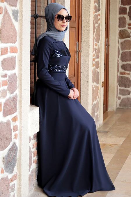 Rana Zenn Lacivert Dilşah Elbise