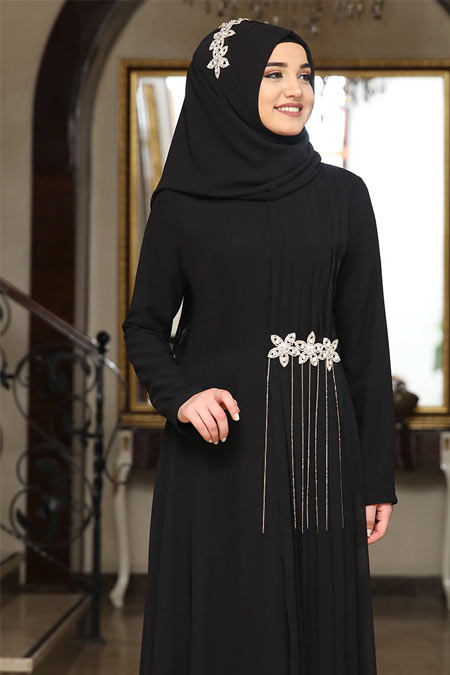 Rana Zenn Siyah Ela Abiye Elbise