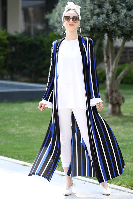 Selma Sarı Design Saks Uzun Kimono Ceket