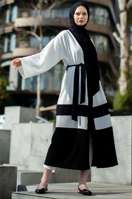 Sazze Design Siyah Beyaz Kimono