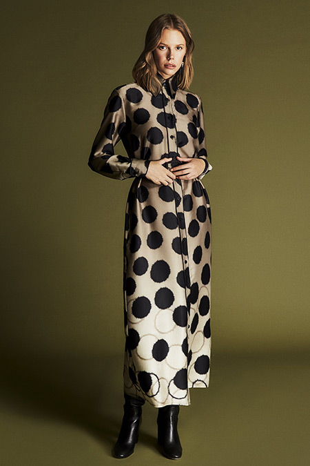 Latifa Olive-Siyah Roxet Düğmeli Elbise