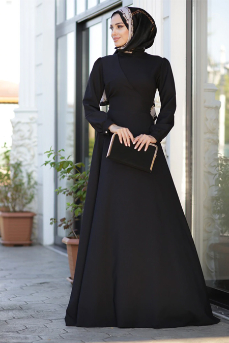 Lavienza Siyah Kruvaze Elbise