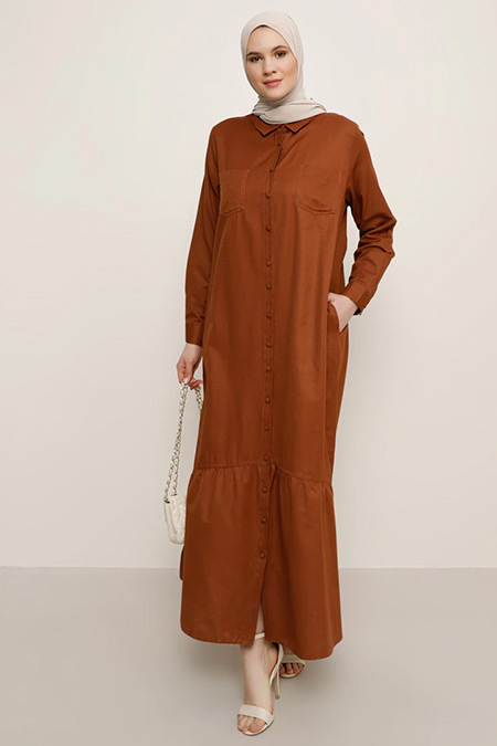 Alia Kiremit Boydan Düğmeli Elbise