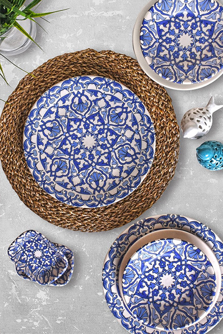 Keramika Mavi Beyaz Osmanlı 24 Parça 6 Kişilik Yemek Takımı