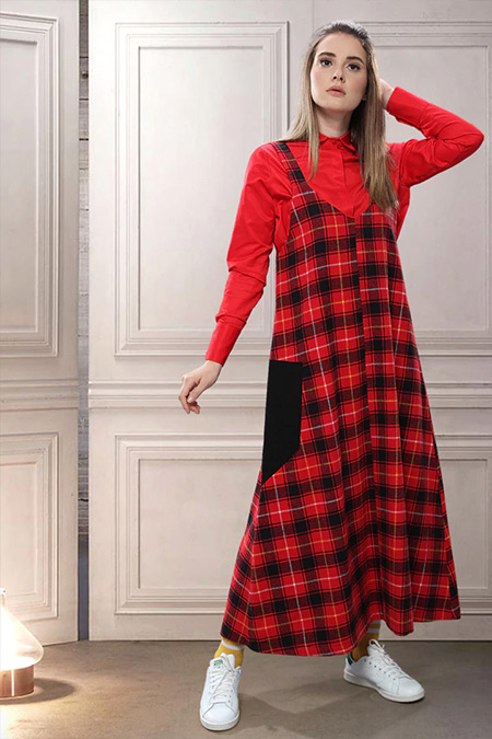 SAHRA AFRA Kırmızı Confer Elbise