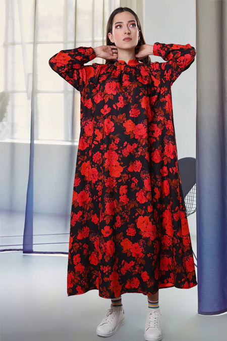 Sahra Afra Kırmızı Retten Elbise