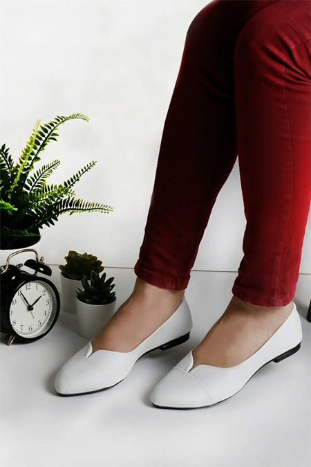 Renkli Butik Kadın Beyaz Babet Ayakkabı