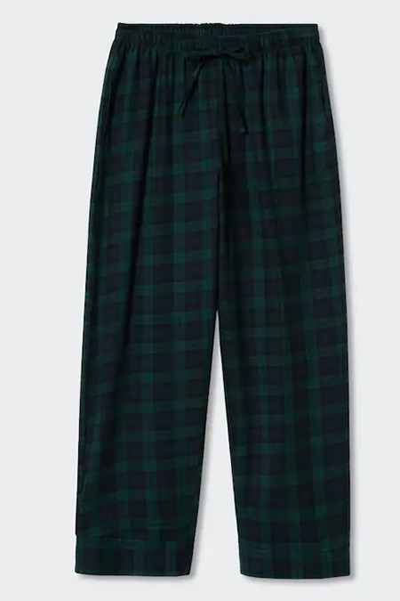 Mango Yeşil Kareli Pamuklu Pijama Pantolon