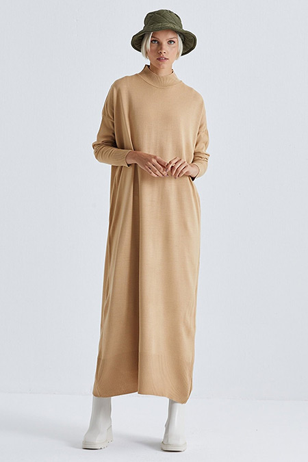 Terzi Dükkanı Camel Agata Triko Elbise