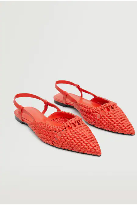 Mango Mercan Kırmızı Örgü Desen Ayakkabı