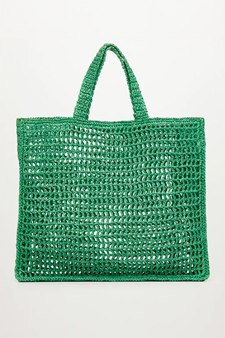 Mango Yeşil Hasır Shopper Çanta