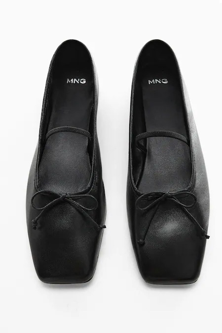 Mango Siyah Fiyonklu Deri Ayakkabı