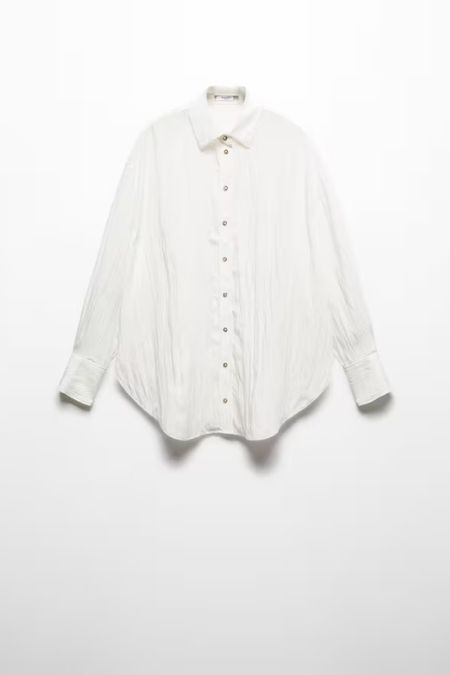 Mango Kırık Beyaz Kırışık Görünümlü Gömlek
