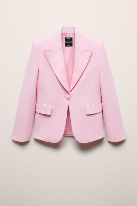 Mango Pembe Yakası Dekoratif Dikişli Blazer Ceket