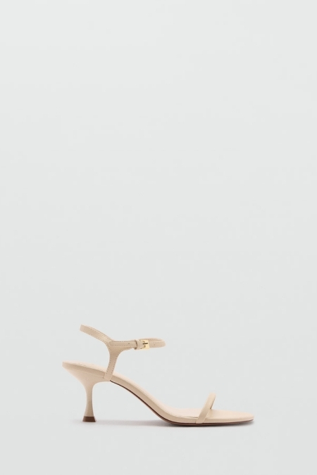 Mango Ekru Kitten Topuklu Bantlı Sandalet