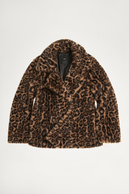 Mango kürklü leopar desenli palto